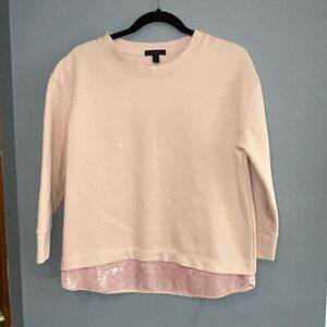 J Crew pink sequin holiday sparkle hem crew neck sweatshirt size S